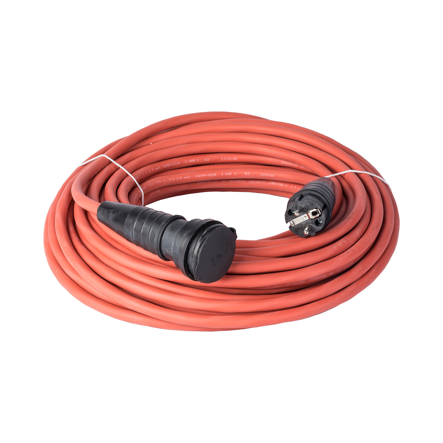114340 Verlengkabel 25 m H07RN-F 3G2,5 randaarde kabel rood volrubber met deksel