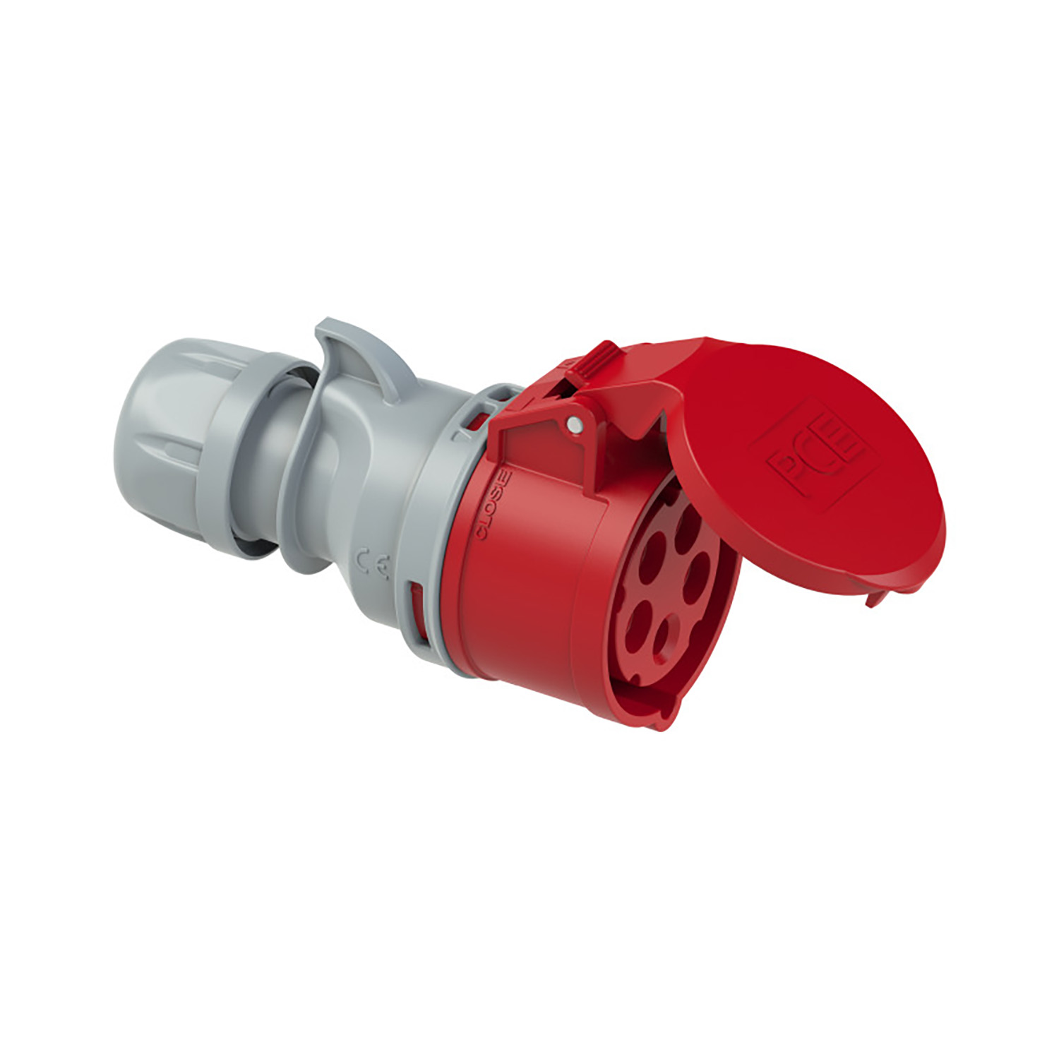 109550 CEE prise 16A 5p 400v 6h TT rouge IP44 Shark turbo terminal