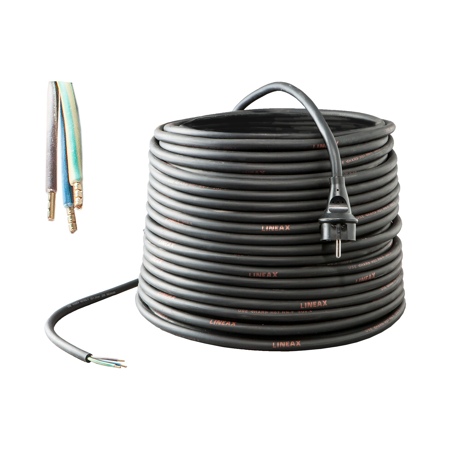 106715 Cordon d'alimentation 2 m H07RN-F 3G1,5 classe I avec fiche moulée