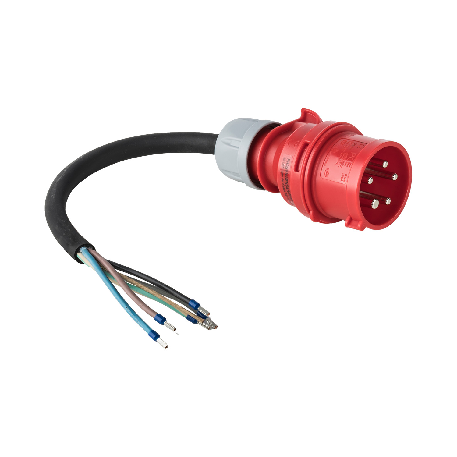 123390 Câble d’alimentation 3 m H07RN-F 5G2,5 CEE 16/5/400 100 mm dénudé+viroles