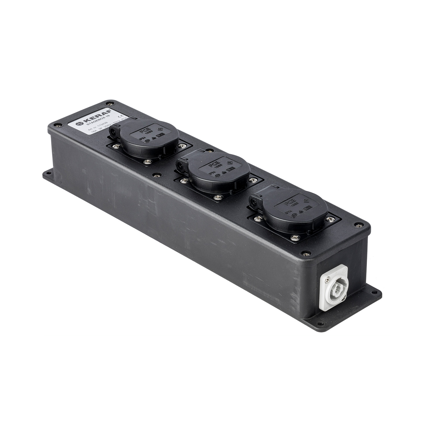 113435 Stagebox PowerCON >3 voies mono boucle bleu-in gris-out LED noir